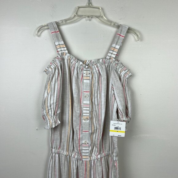 NWT Rafaella Women's Natural Striped Off Shoulder Wide Leg Jumpsuit Size M - Picture 3 of 8